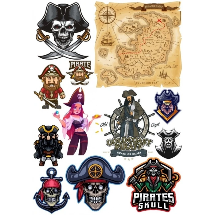 Korsan Sticker Set 3 12 Parça Telefon, Tablet, Defter, Laptop Sticker