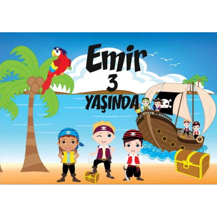 Korsan Temalı Doğum Günü Afişi - 35x50 Cm