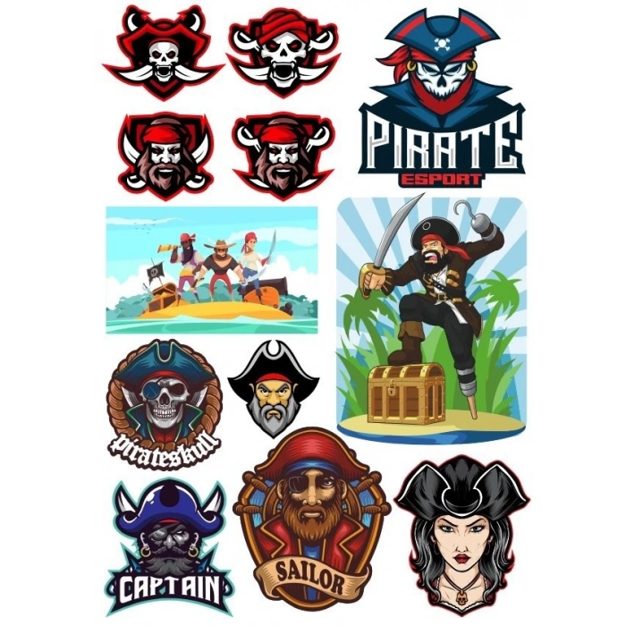 Korsanlar Sticker Set-1 13 Parça Telefon, Tablet, Defter, Laptop Sticker