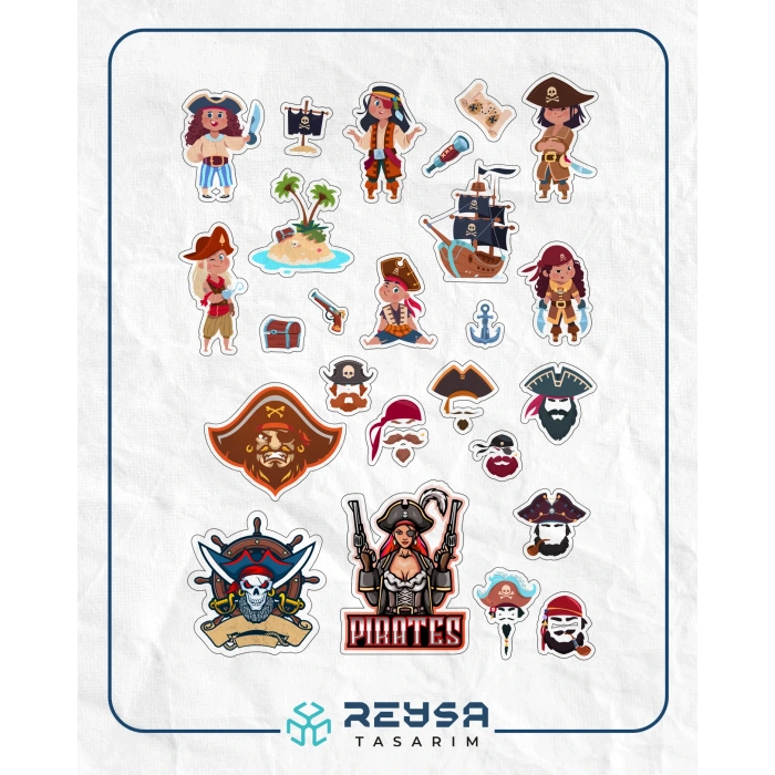 Korsanlar Sticker Set 15 Parça Telefon, Tablet, Defter, Laptop Sticker