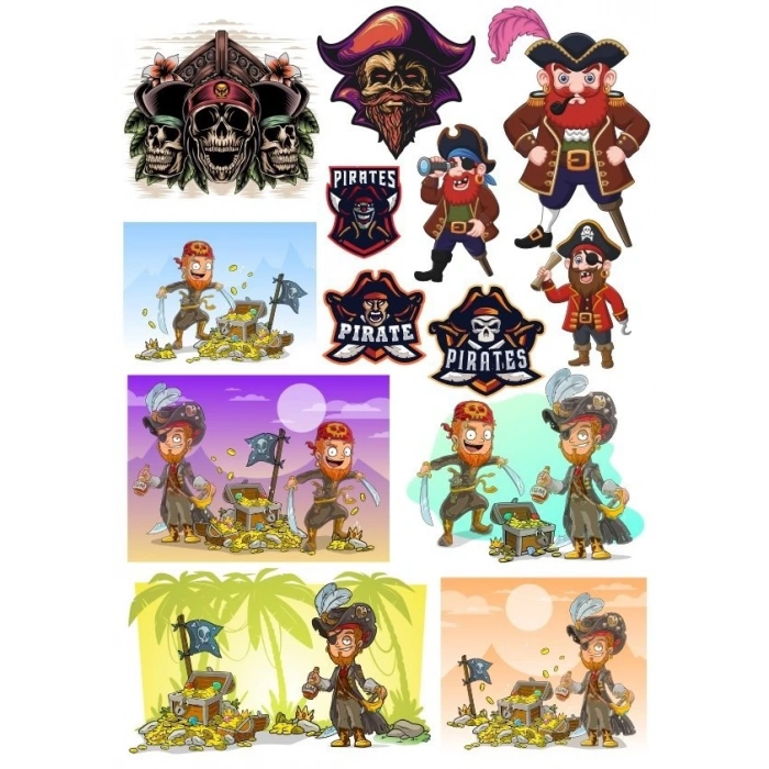 Korsanlar Sticker Set-2 13 Parça Telefon, Tablet, Defter, Laptop Sticker