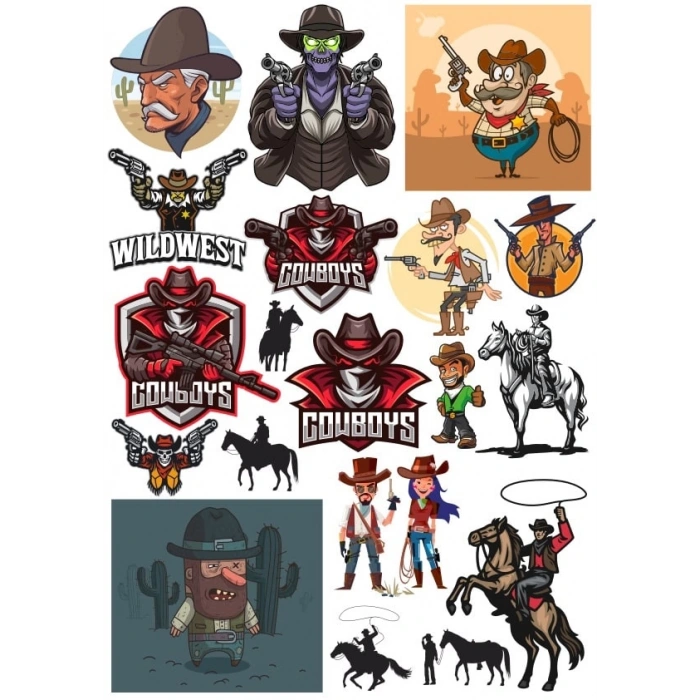 Kovboy Sticker Set 20 Parça Telefon, Tablet, Defter, Laptop Sticker