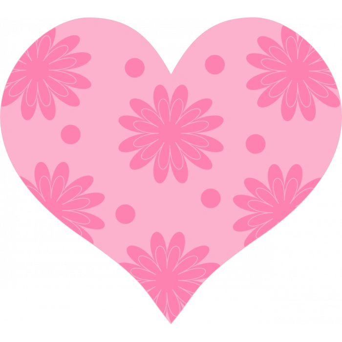 Koyu Pembe Çiçekli Kalp Duvar Stickerı