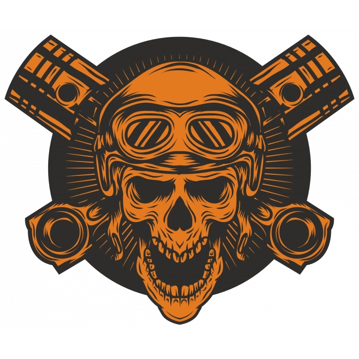 Motor Parçaları ve Kurukafa 5 Sticker 10x10 cmRenkli Sticker