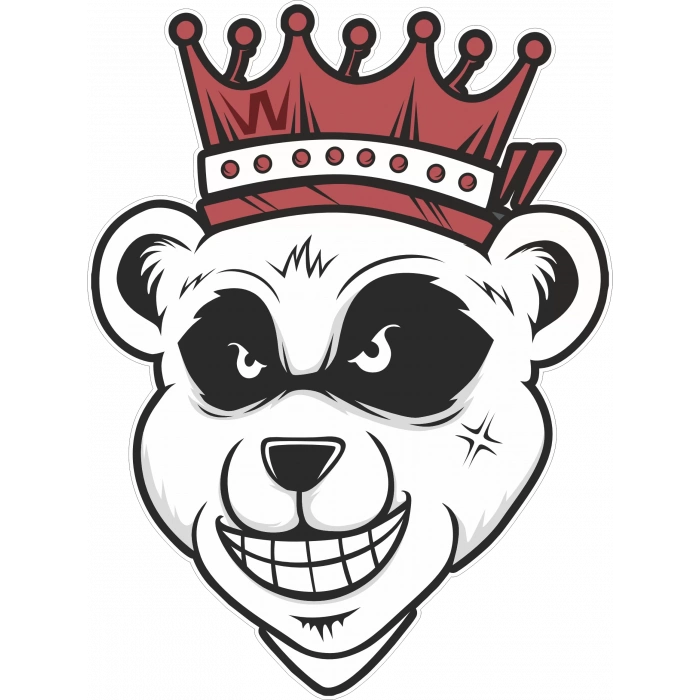 Kral Panda Sticker 10x10 cmRenkli Sticker