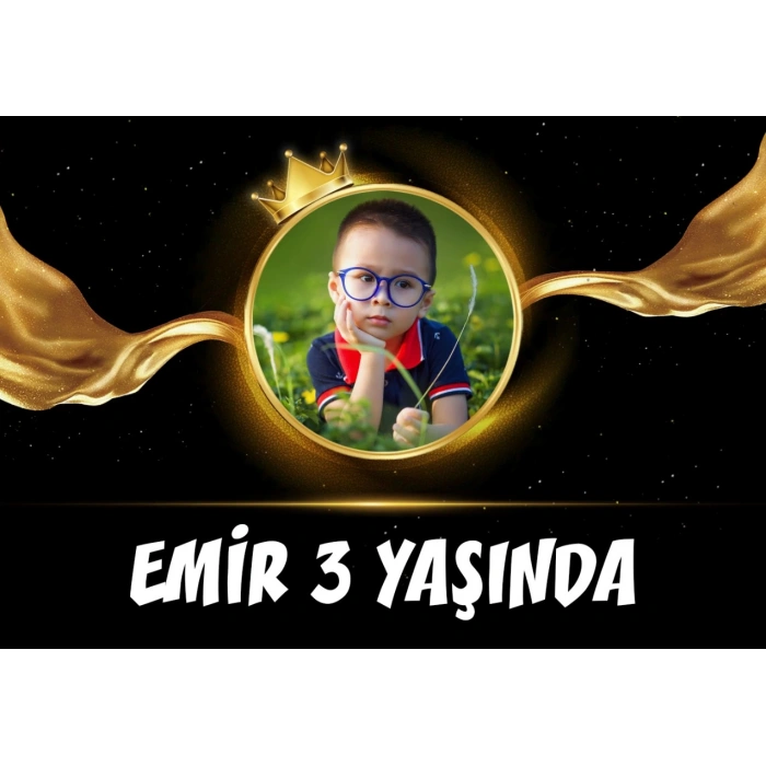 Kral Taçlı Alevli Doğum Günü Afişi 70X100 cm