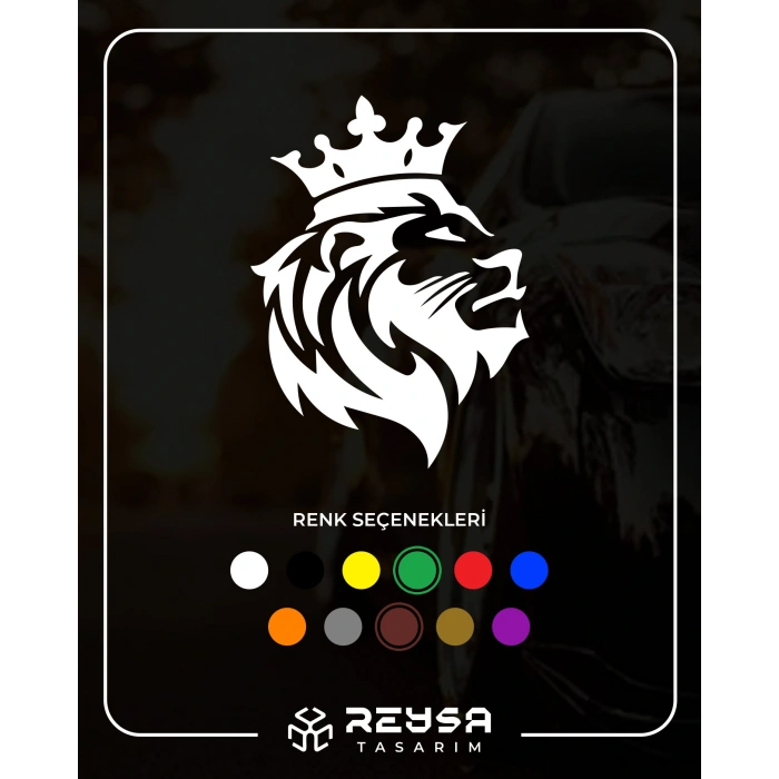 Kral Taçlı Aslan Sticker 17x17 Cm Beyaz