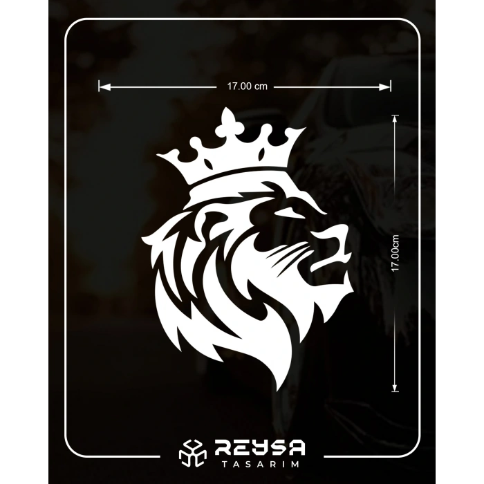Kral Taçlı Aslan Sticker 17x17 Cm Beyaz