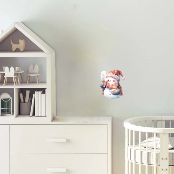 Kruvasan Tutan Karlı Adam Duvar Stickerı