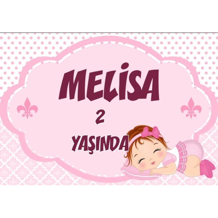 Küçük Sevimli Kız Temalı Doğum Günü Afişi - 35x50 Cm