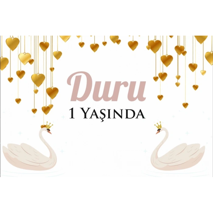 Kuğu Temalı Doğum Günü Afişi 70X100 cm