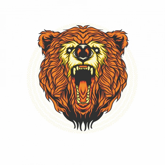 Kükreyen Ayı Sticker 10x10 cm Renkli Sticker