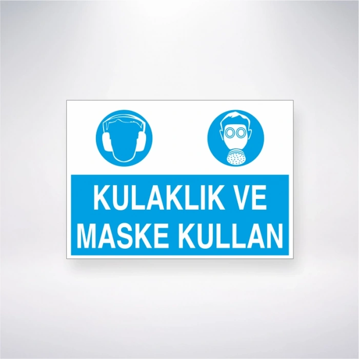 Kulaklık ve Maske Kullan Sticker 20X28 Cm