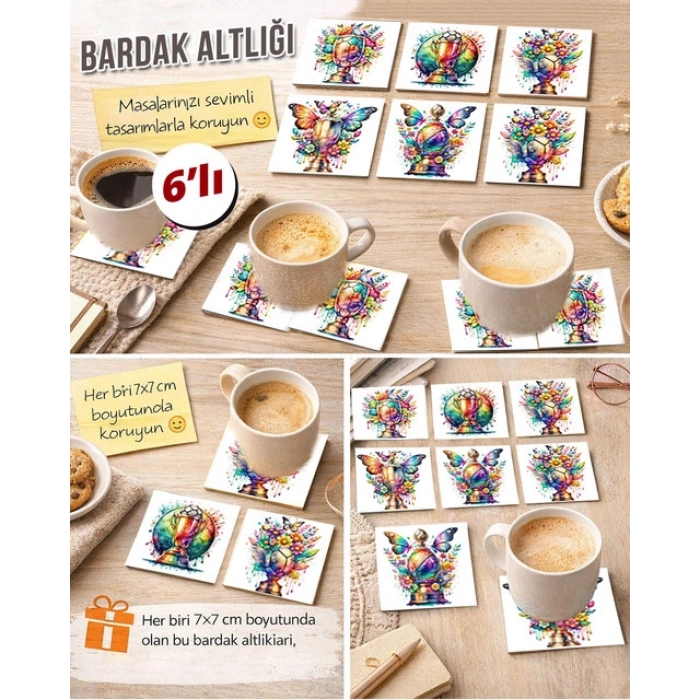 Kupalar 7x7 – 6’lı Set Dekoratif Kare Tasarım