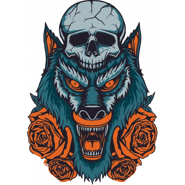 Kurt ve Kurukafa Sticker 10x10 cmRenkli Sticker