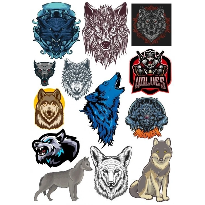 Kurt Wolf Sticker Set-13 14 Parça Telefon, Tablet, Defter, Laptop Sticker