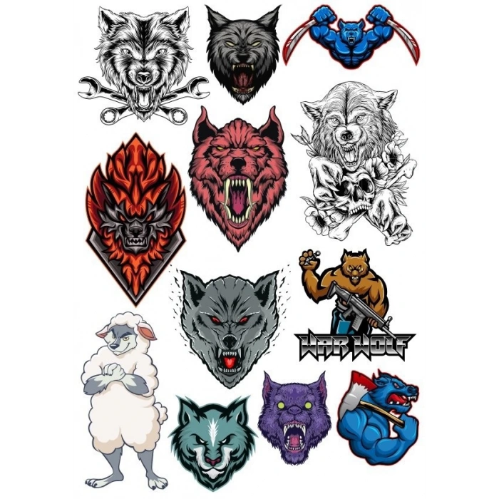 Kurt Wolf Sticker Set-3 13 Parça Telefon, Tablet, Defter, Laptop Sticker