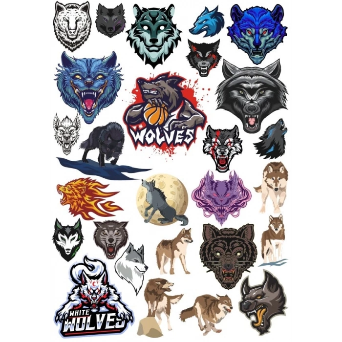 Kurtlar Sticker Set 6 20 Parça Telefon, Tablet, Defter, Laptop Sticker