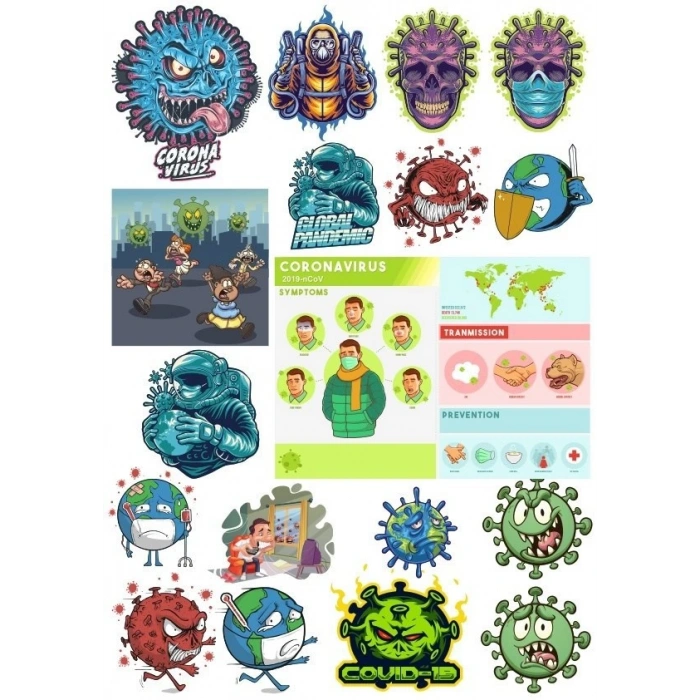 Kuru Kafa İskelet Sticker Set-8 15 Parça Telefon, Tablet, Defter, Laptop Sticker