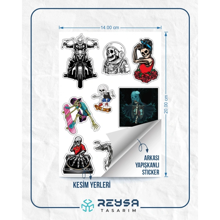 Kuru Kafa Motorcu Sticker 9 Parça Telefon, Tablet, Defter, Laptop Sticker