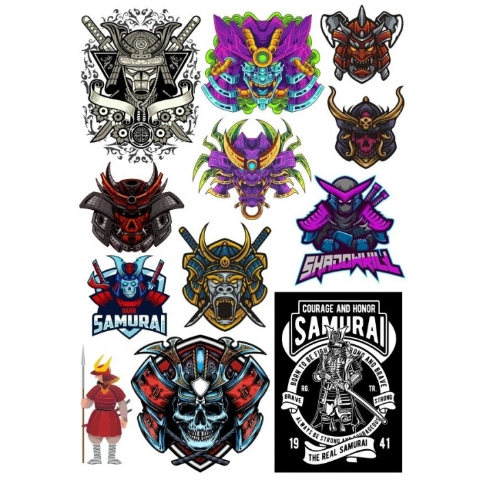 Kuru Kafa Samurai Sticker Set 12 Parça Telefon, Tablet, Defter, Laptop Sticker