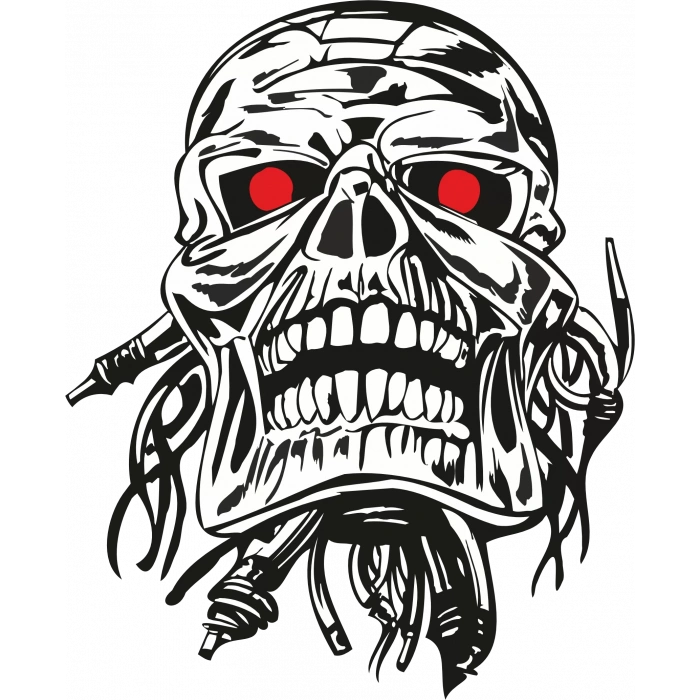 Kırmızı Gözlü Kurukafa Sticker 10x10 cmRenkli Sticker