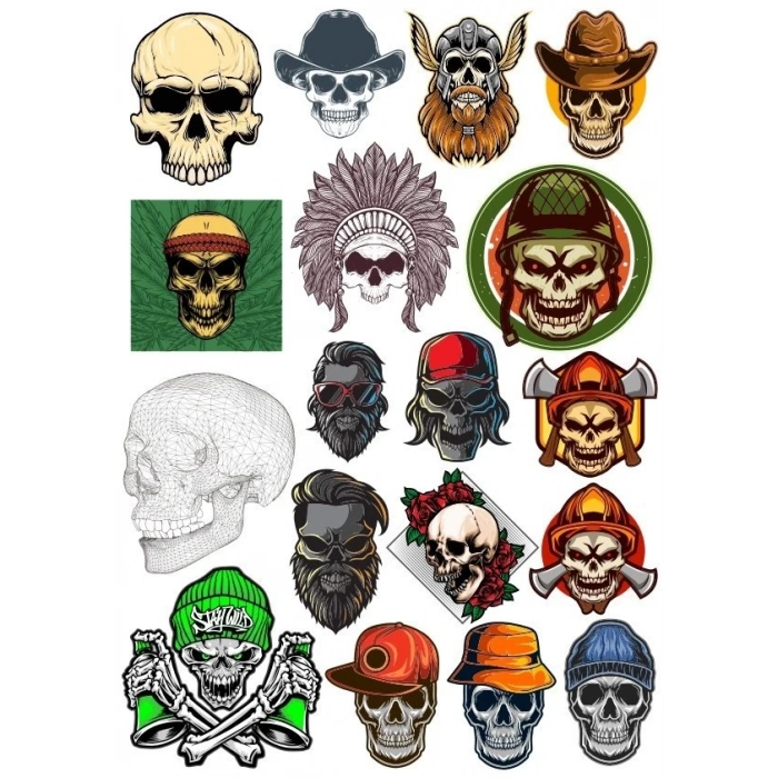 Kurukafa Sticker Set-16 17 Parça Telefon, Tablet, Defter, Laptop Sticker