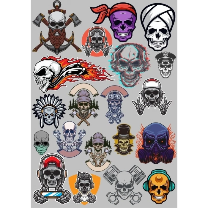 Kurukafa Sticker Set-3 24 Parça Telefon, Tablet, Defter, Laptop Sticker