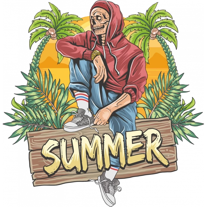 Kurukafa Yaz Sticker 10x10 cmRenkli Sticker