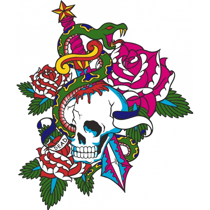 Kurukafanın içinden Geçen Sticker 10x10 cmRenkli Sticker