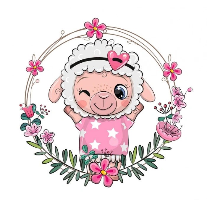 Kuzu Çiçek Çerçeveli Duvar Stickerı