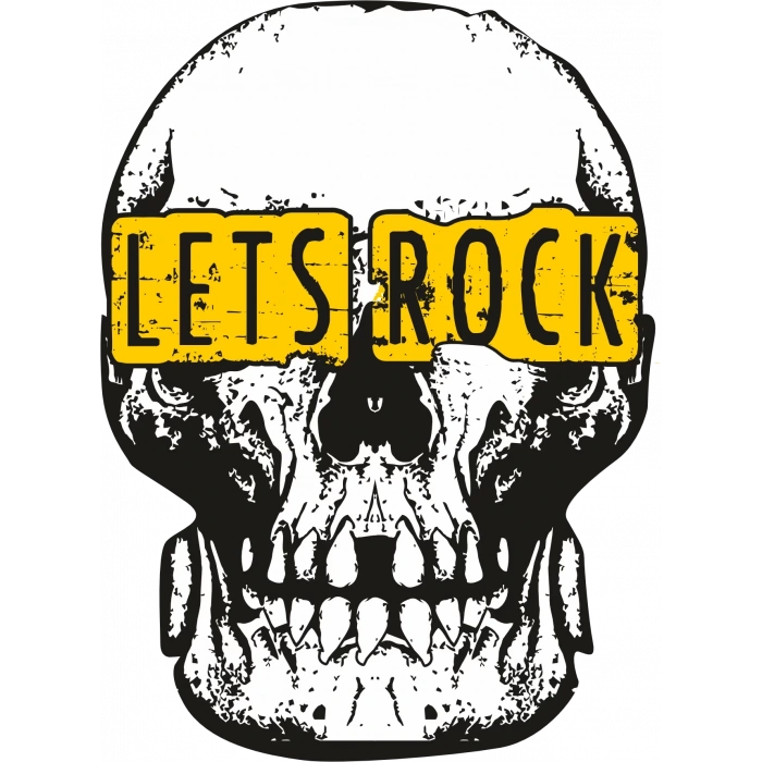 Lets Rock Kurukafa Sticker 10x10 cmRenkli Sticker