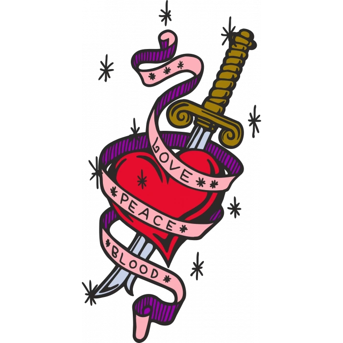 Love Peace Blood Sticker 10x10 cmRenkli Sticker