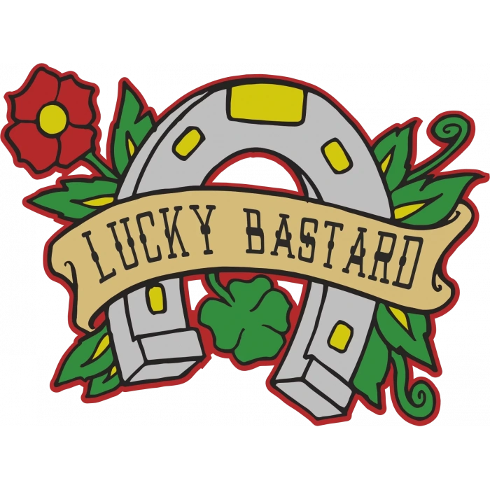Lucky Bastard Sticker 10x10 cmRenkli Sticker