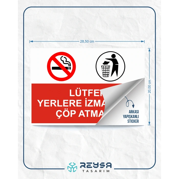 Lütfen Yerlere İzmarit ve Çöp Atmayınız Sticker 20X28 Cm