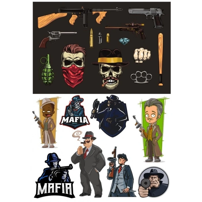 Mafya Sticker Set 5 15 Parça Telefon, Tablet, Defter, Laptop Sticker