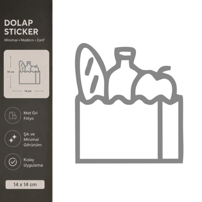 Market Ürünleri Mat Gri Dekoratif Folyo Sticker 14x14 cm