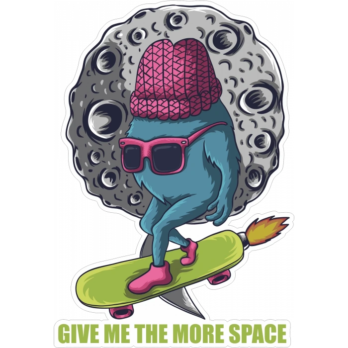 Mavi Ay Canavar Sticker 10x10 cmRenkli Sticker