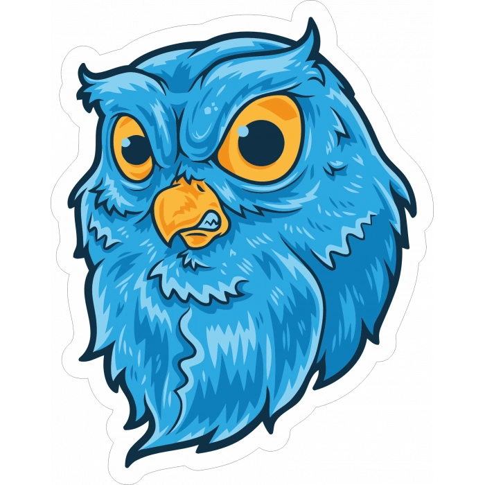 Mavi Baykuş Sticker 10x10 cmRenkli Sticker