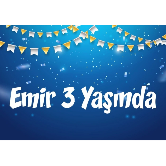 mavi bayraklı doğum günü afişi 50X70 cm