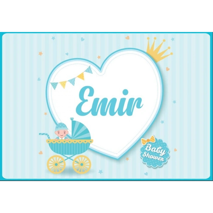 Mavi Bebek Arabası Temalı Baby Shower Afişi 35x50 Cm