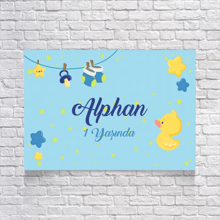 Mavi Bebek Temalı Doğum Günü Afişi 50X70 cm