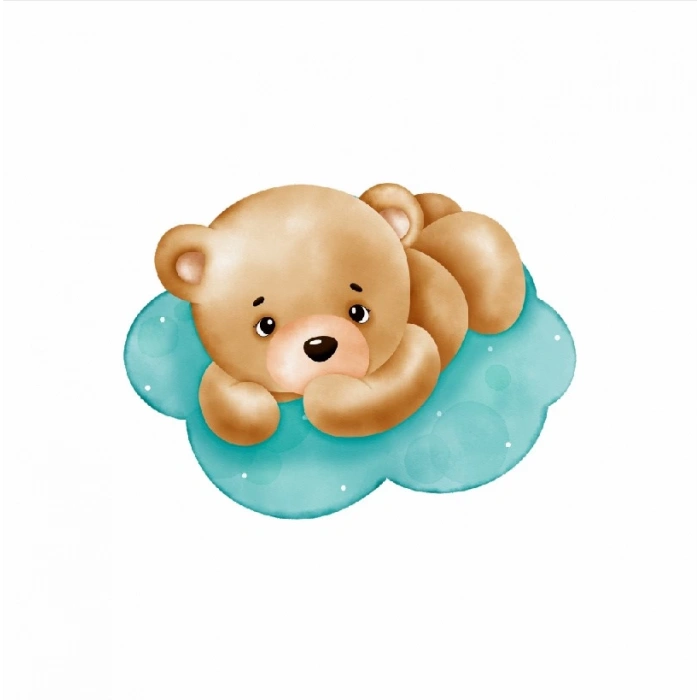 Mavi Bulut Üzerinde Yatan Ayıcık Duvar Stickerı