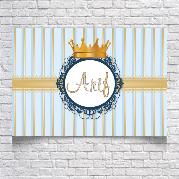 Mavi Çiizgili Doğum Günü Afişi 70X100 cm