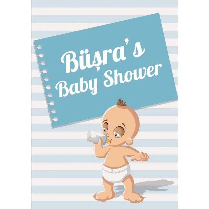Mavi Çizgili Bebek Temalı Baby Shower Afişi 70x100 Cm