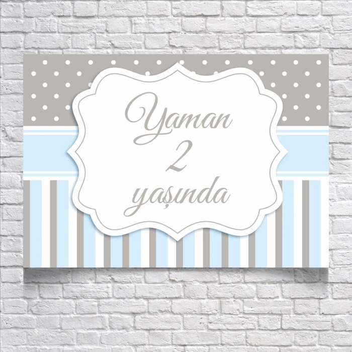 Mavi Çizgili Doğum Günü Afişi 70X100 cm