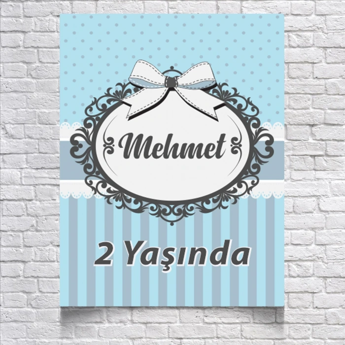 Mavi Çizgili Doğum Günü Afişi 70X100 cm