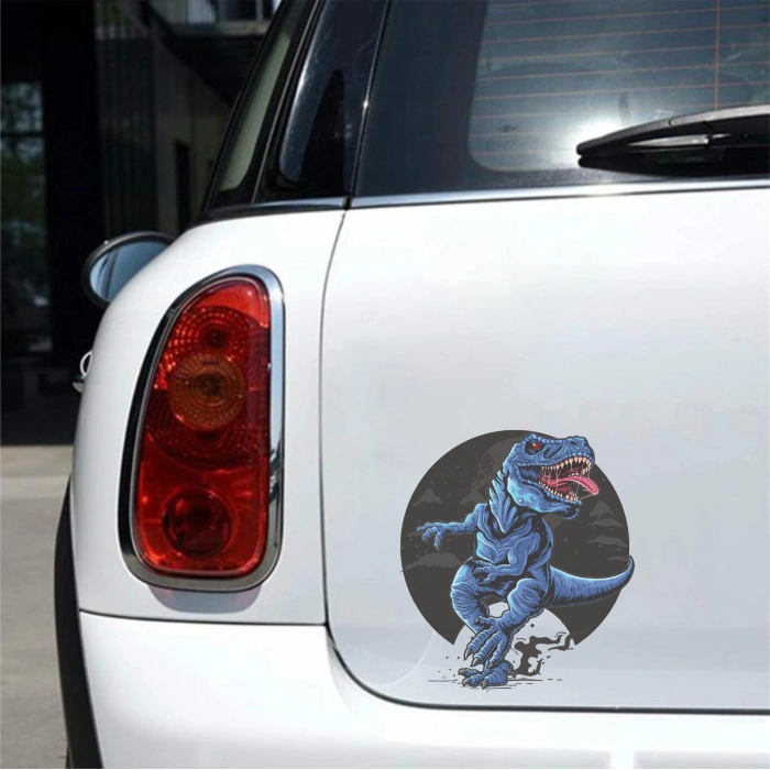 Mavi Dinozor Sticker 10x10 cmRenkli Sticker