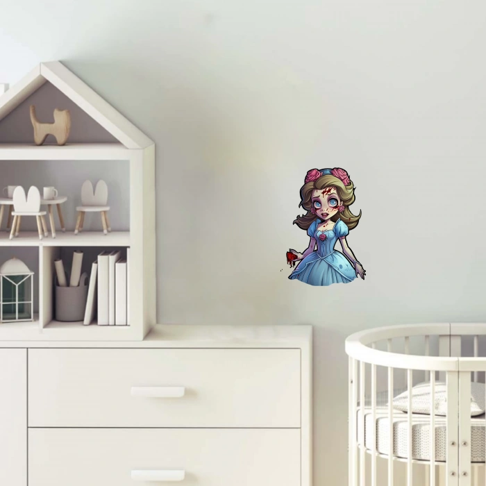 Mavi Elbiseli Yaralı Kız Duvar Stickerı