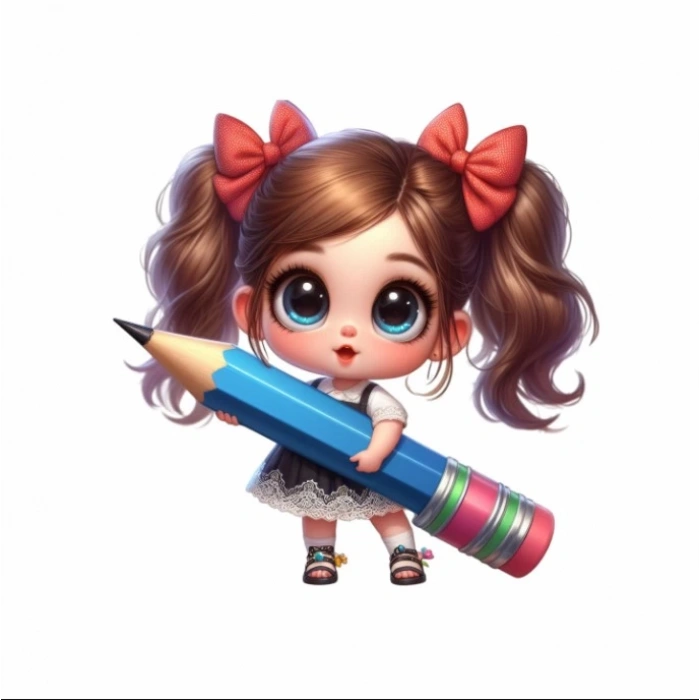 Mavi Kalem Tutan Kız Duvar Stickerı